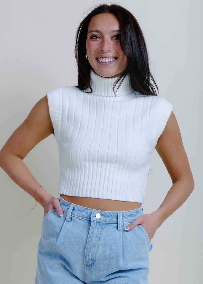 Lorianne Sleeveless Sweater Top - Snow