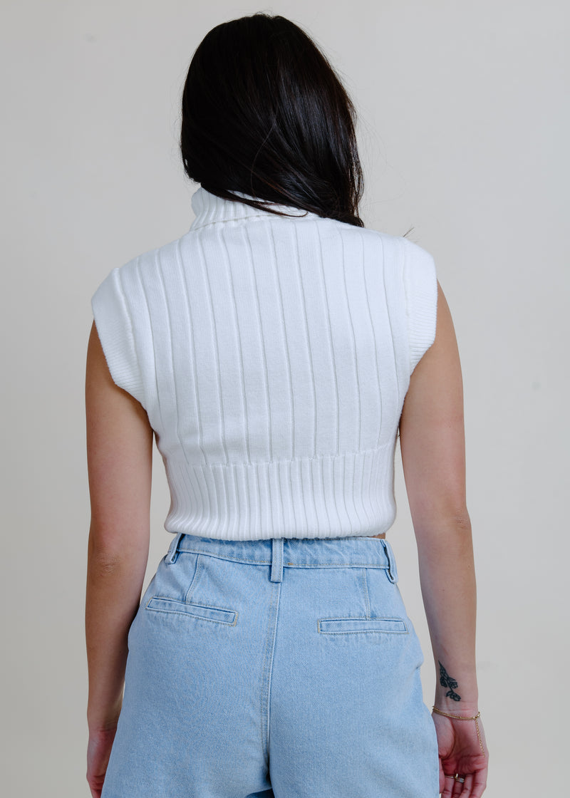 Lorianne Sleeveless Sweater Top - Snow