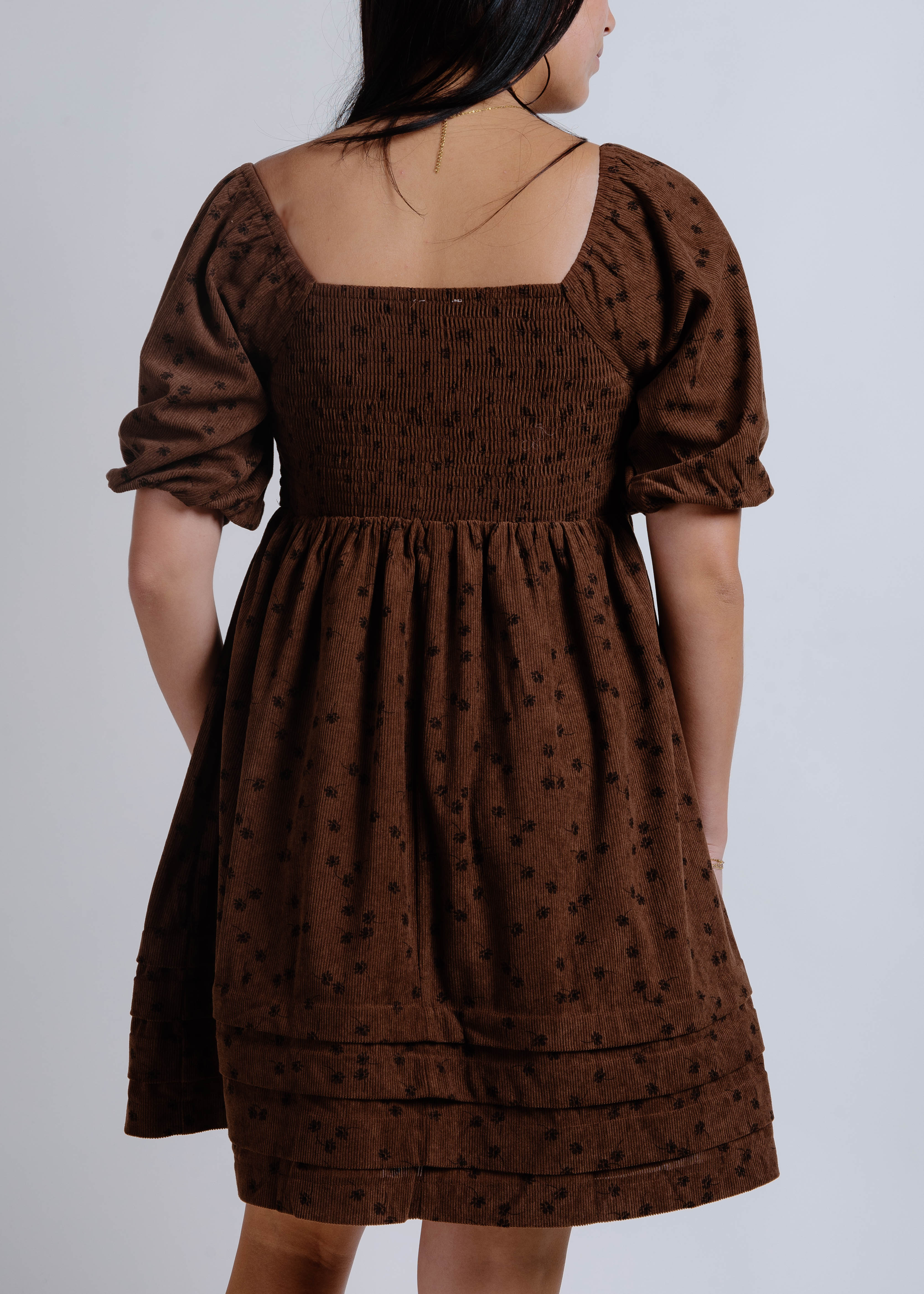 Macey Floral Corduroy Mini Dress