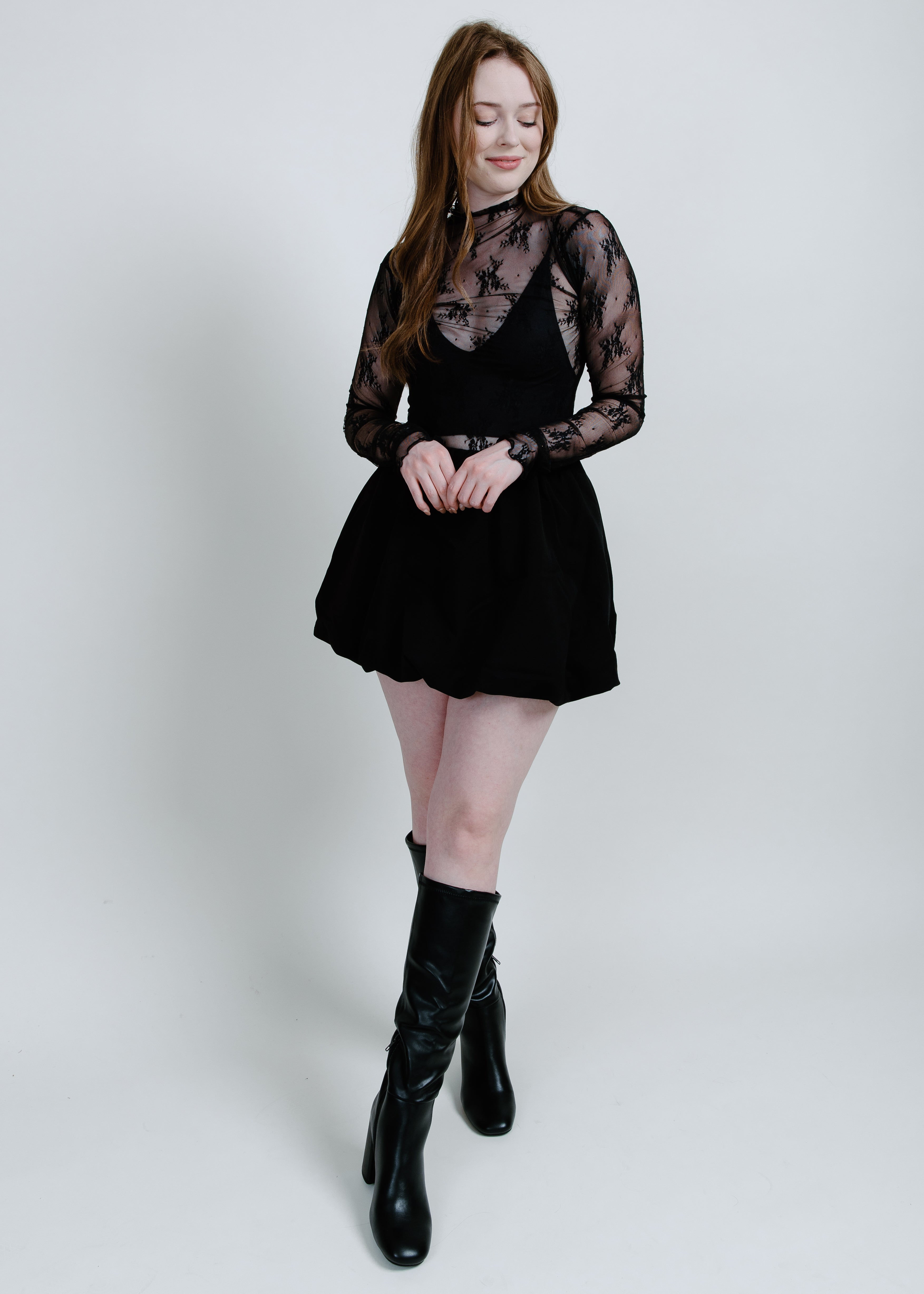 Macy Mesh Lace Top - Black