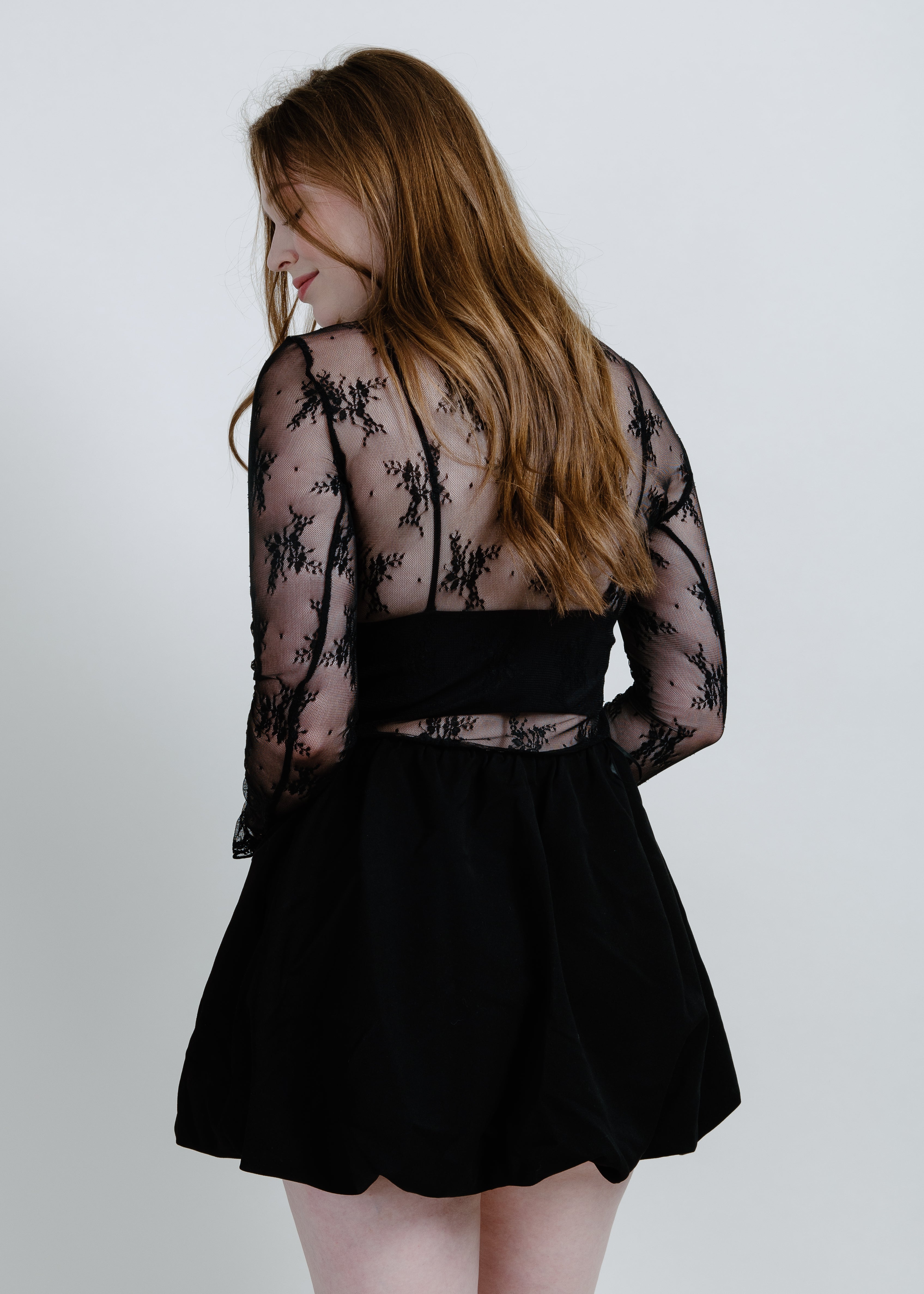 Macy Mesh Lace Top - Black