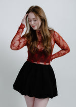 Macy Mesh Lace Top - Red