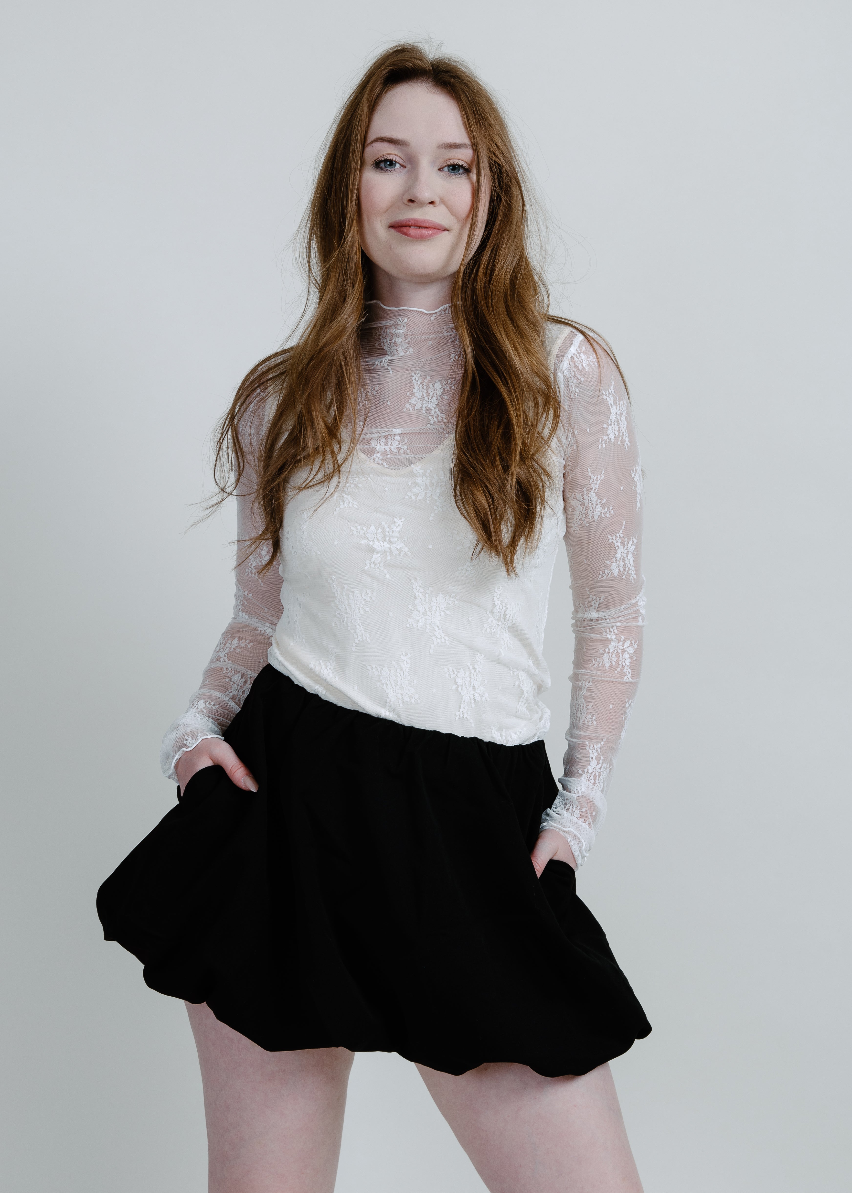 Macy Mesh Lace Top - White