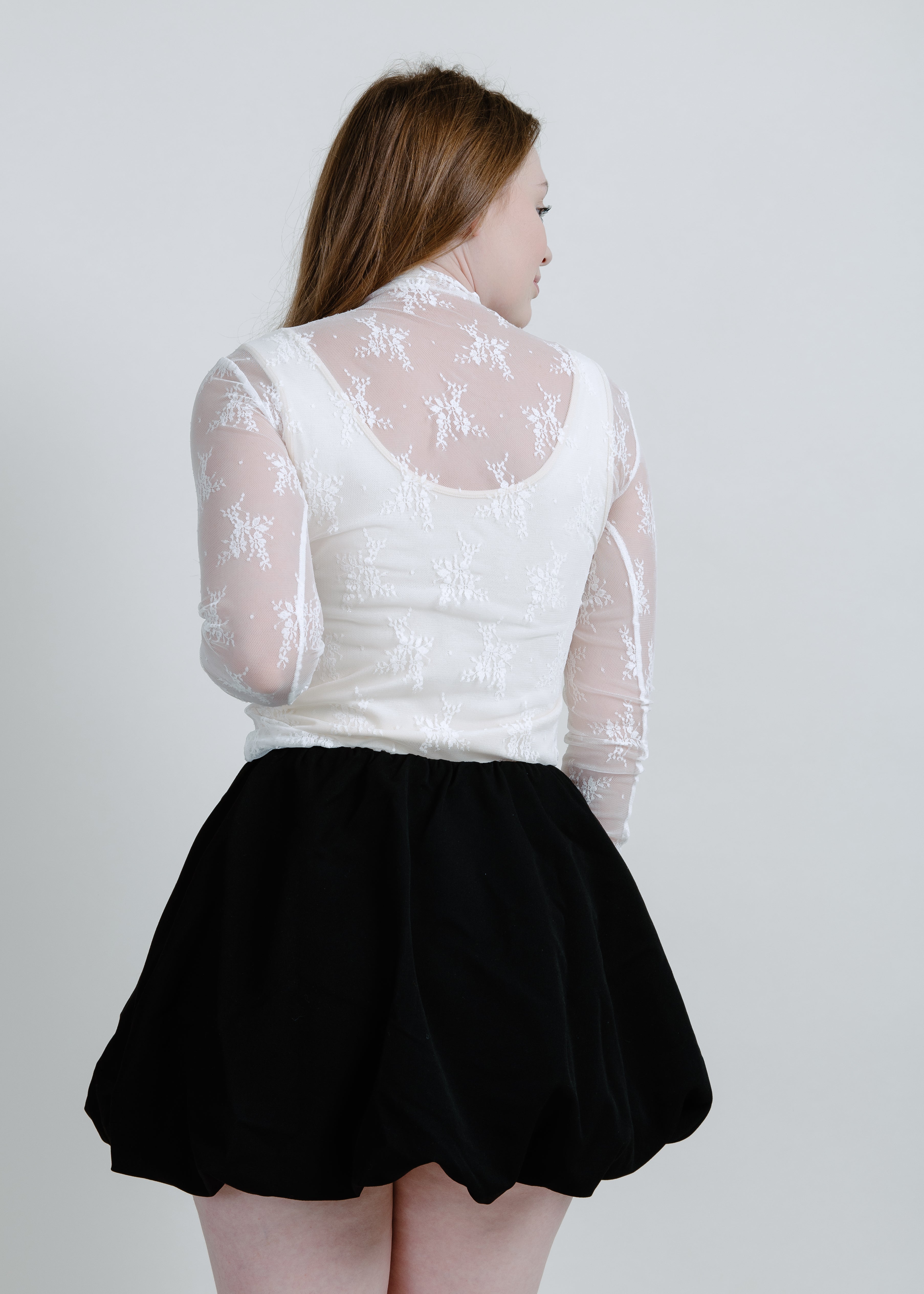 Macy Mesh Lace Top - White