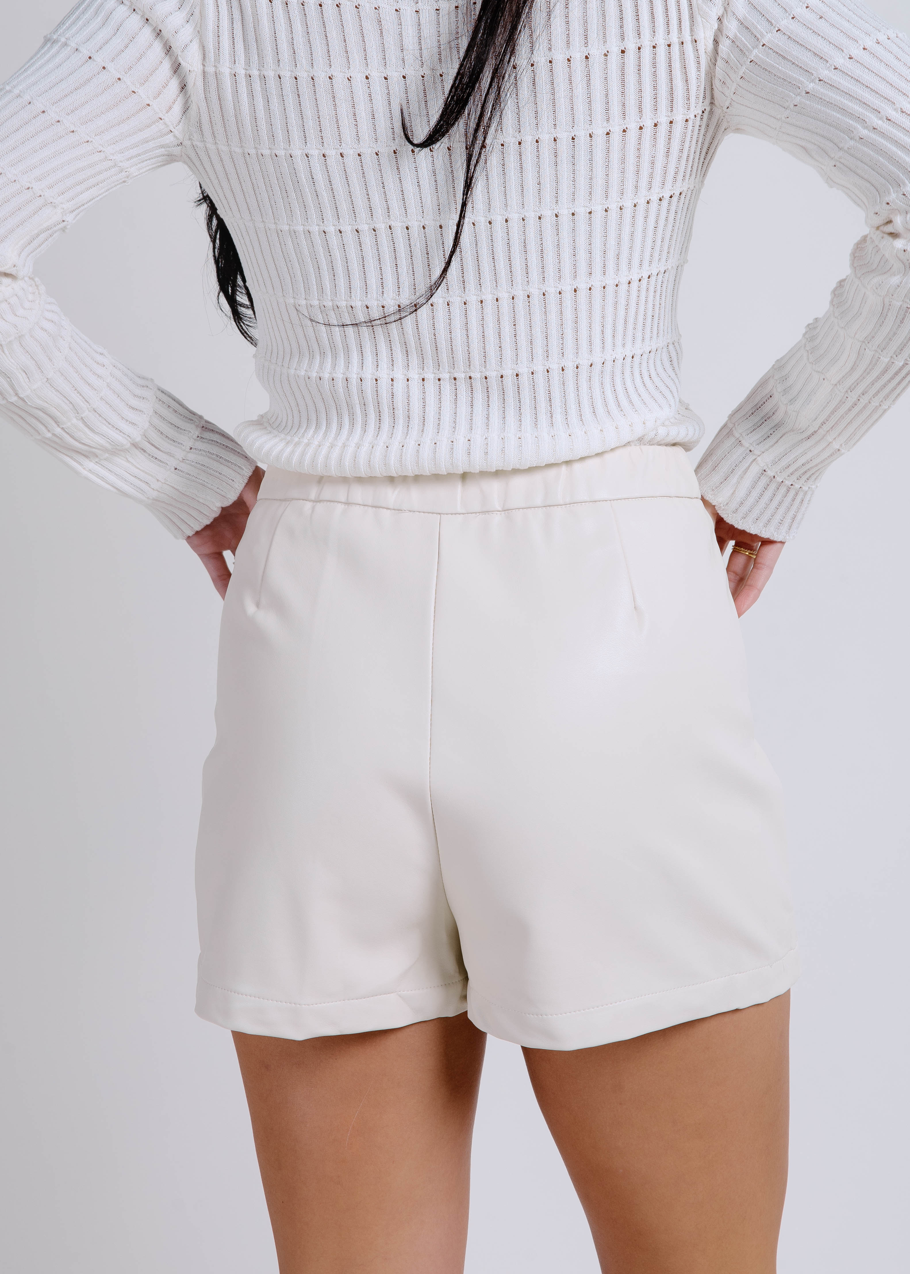 Margo Leather Skort - Ecru