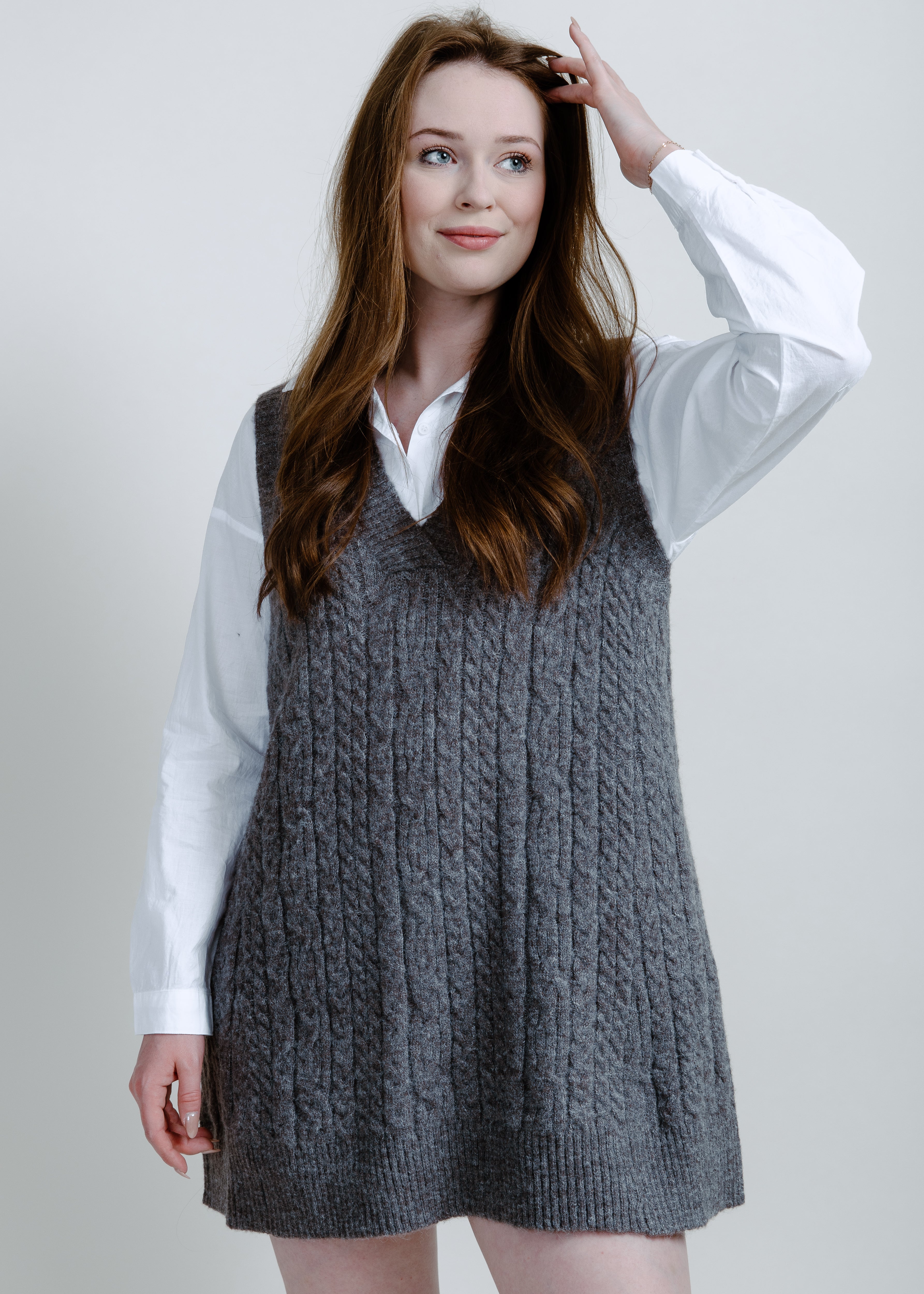 Marianne Sweater Vest Tunic - Charcoal