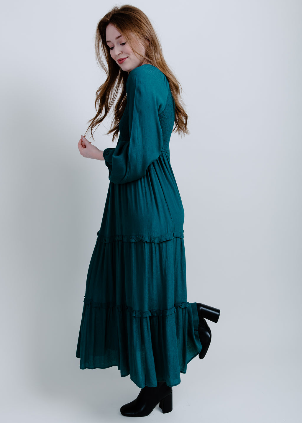 Marie Ruffle Tiered Maxi Dress - Emerald