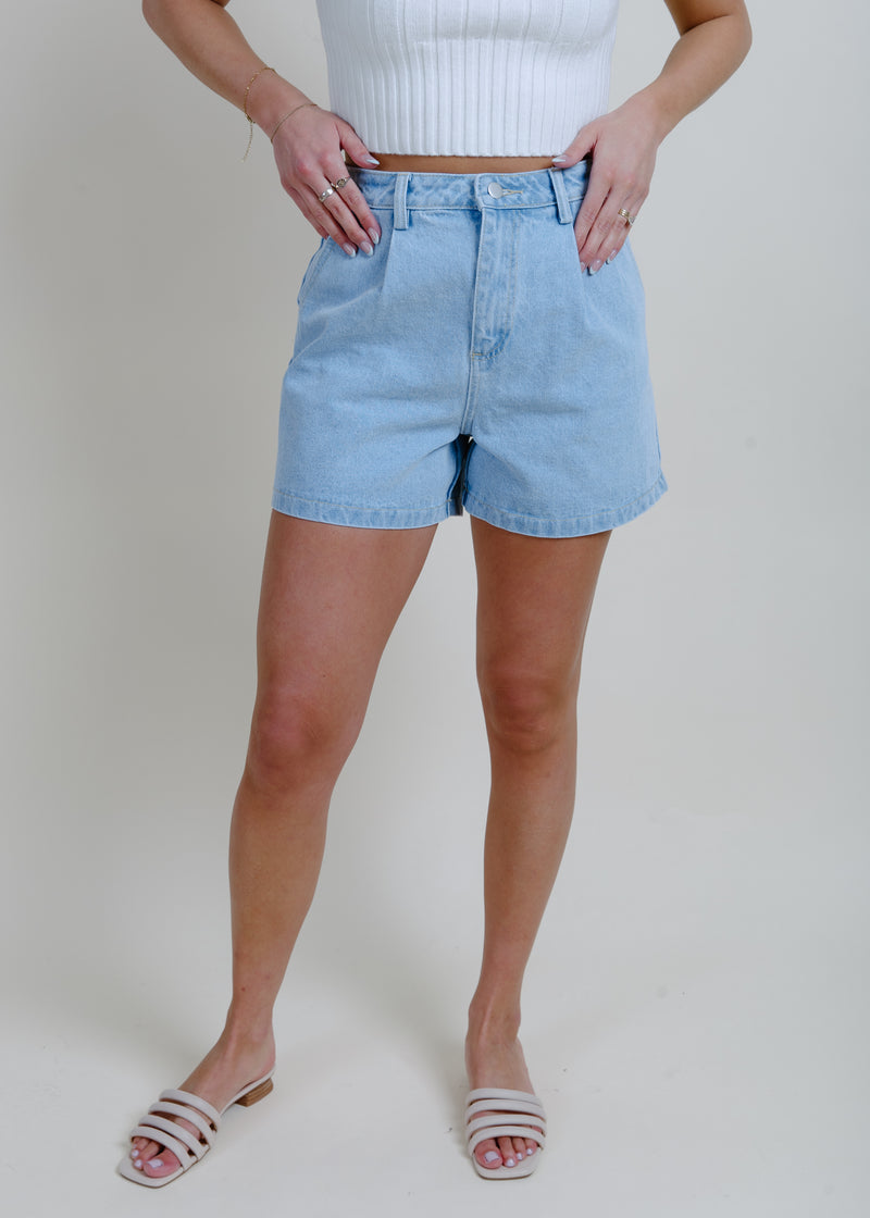 Marty Pleated Denim Shorts