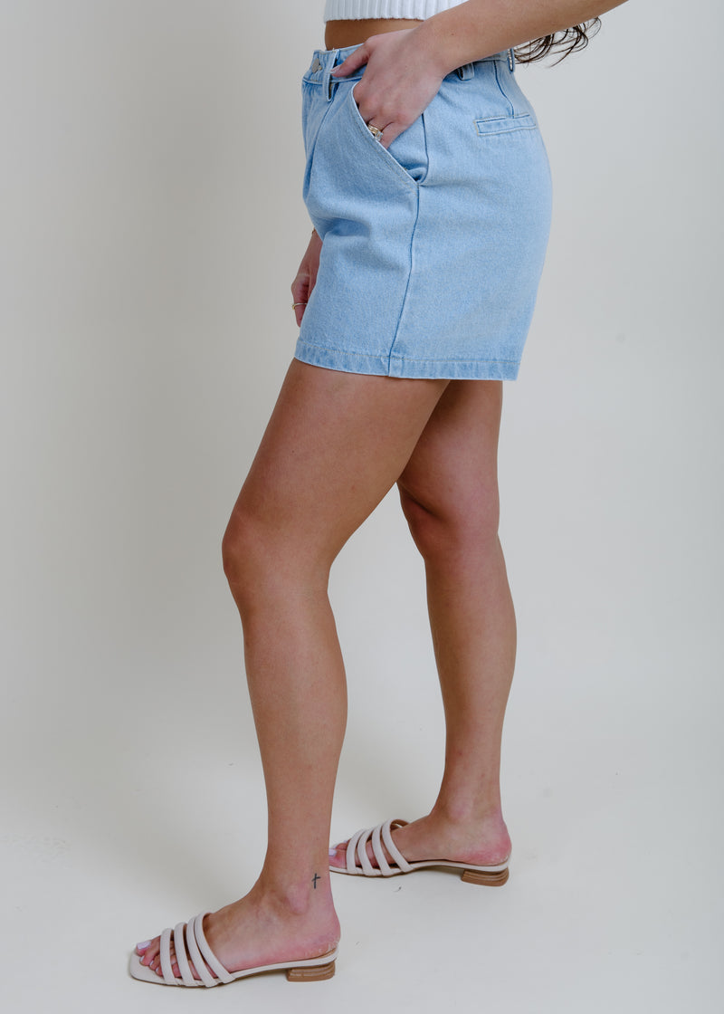 Marty Pleated Denim Shorts