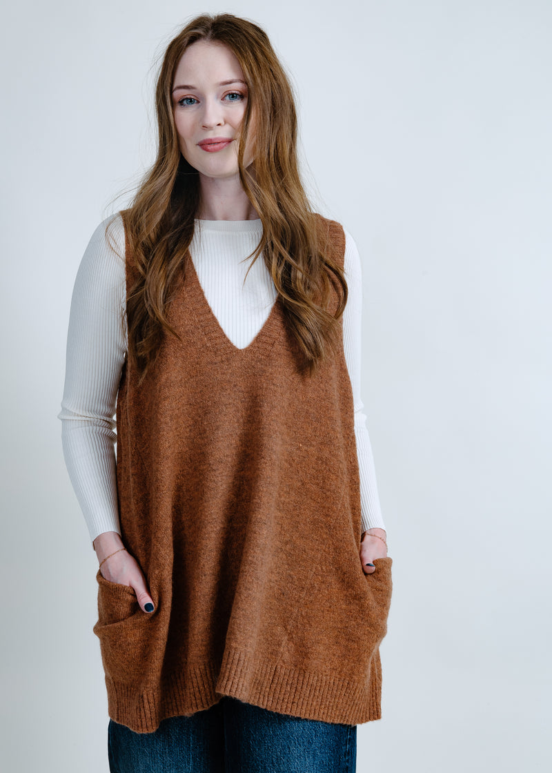 Maryelle Long Sweater Vest - Pecan