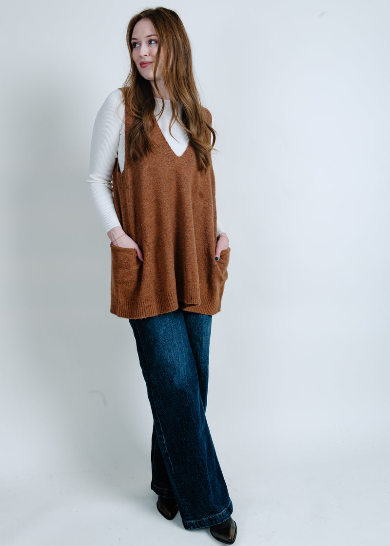 Maryelle Long Sweater Vest - Pecan