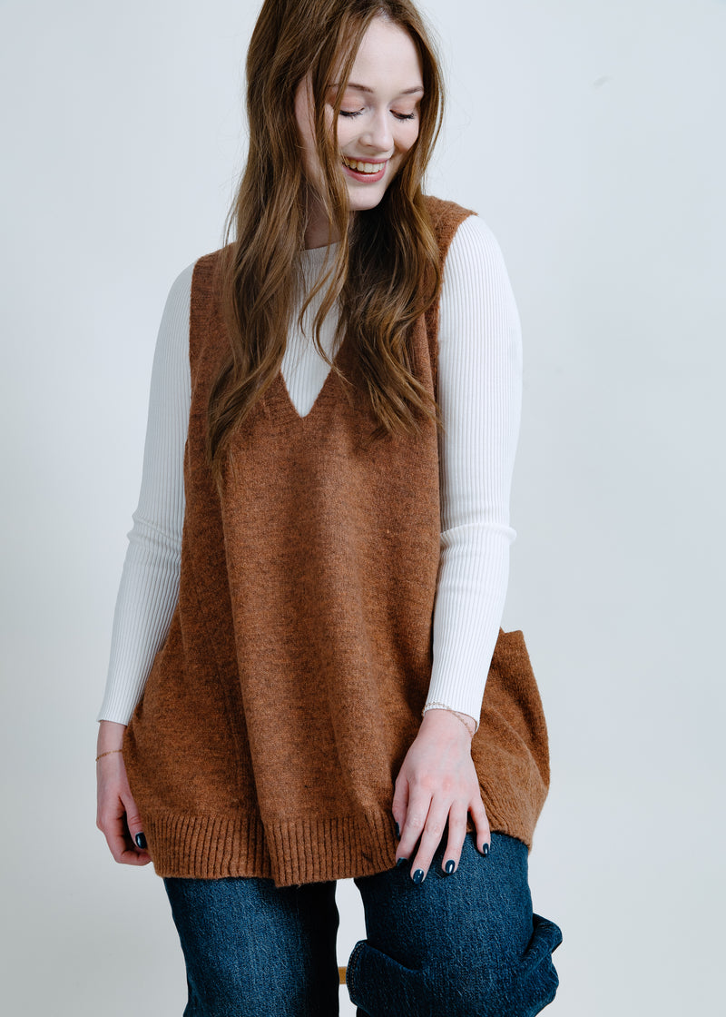 Maryelle Long Sweater Vest - Pecan