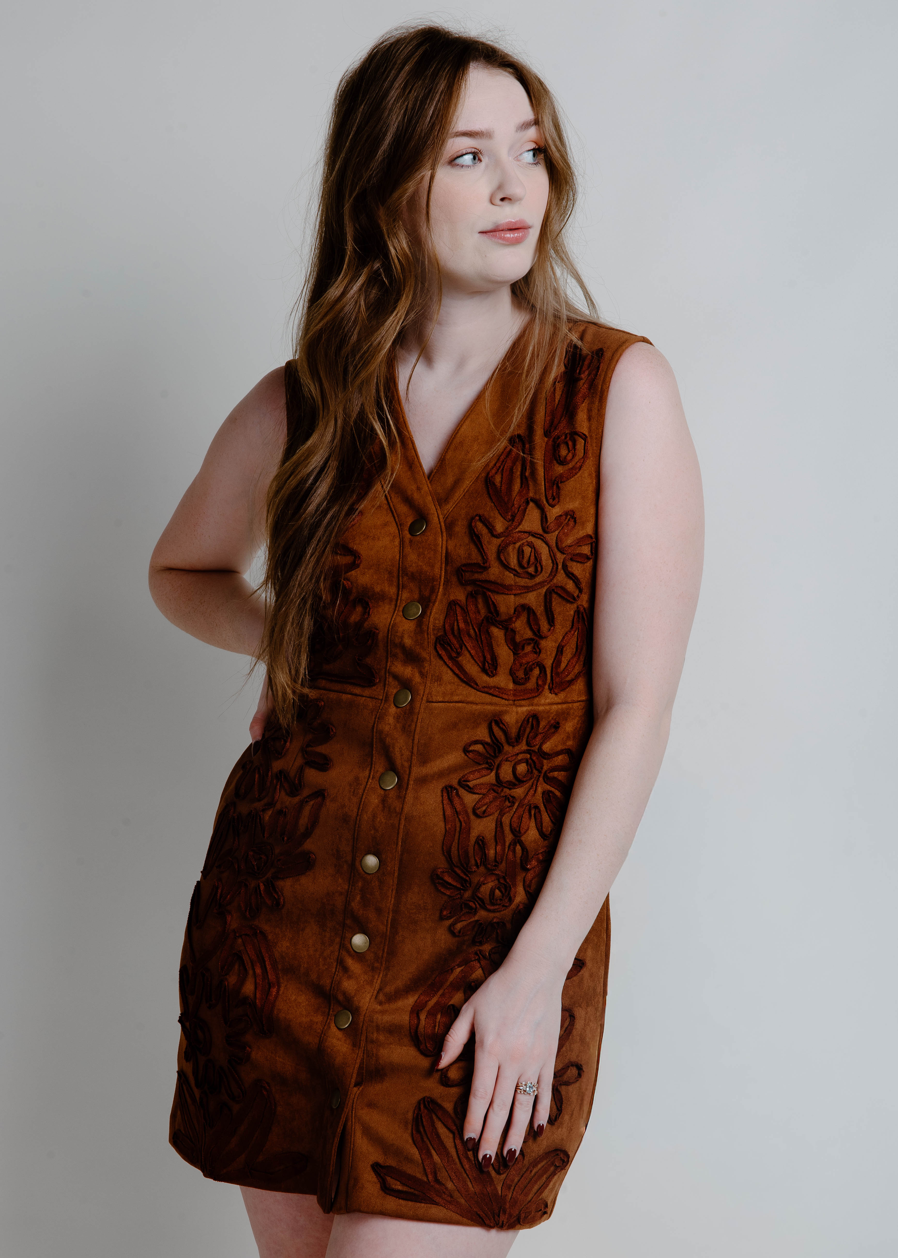 Matea Suede Mini Dress - Cinnamon