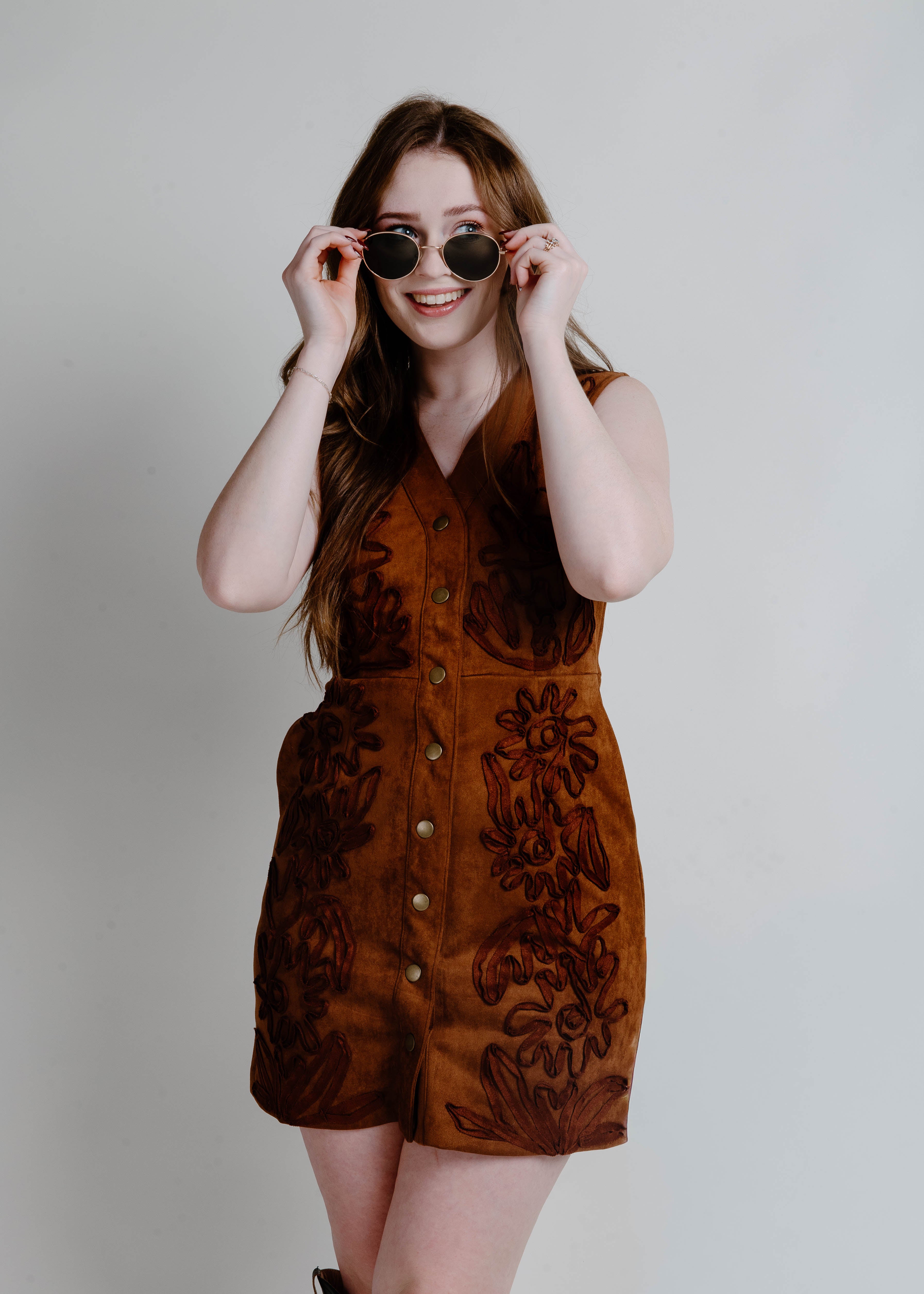 Matea Suede Mini Dress - Cinnamon