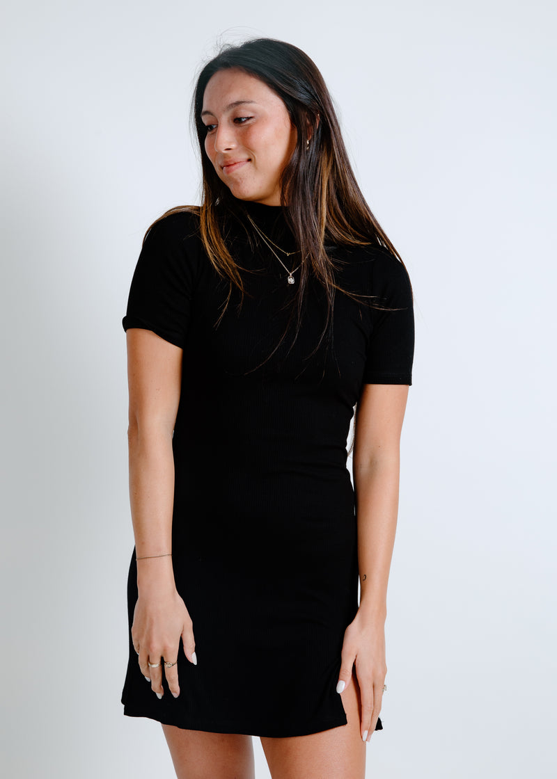 Melina Short Sleeve Knit Dress - Black