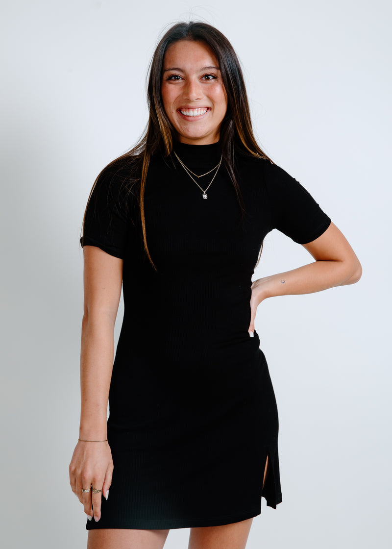 Melina Short Sleeve Knit Dress - Black