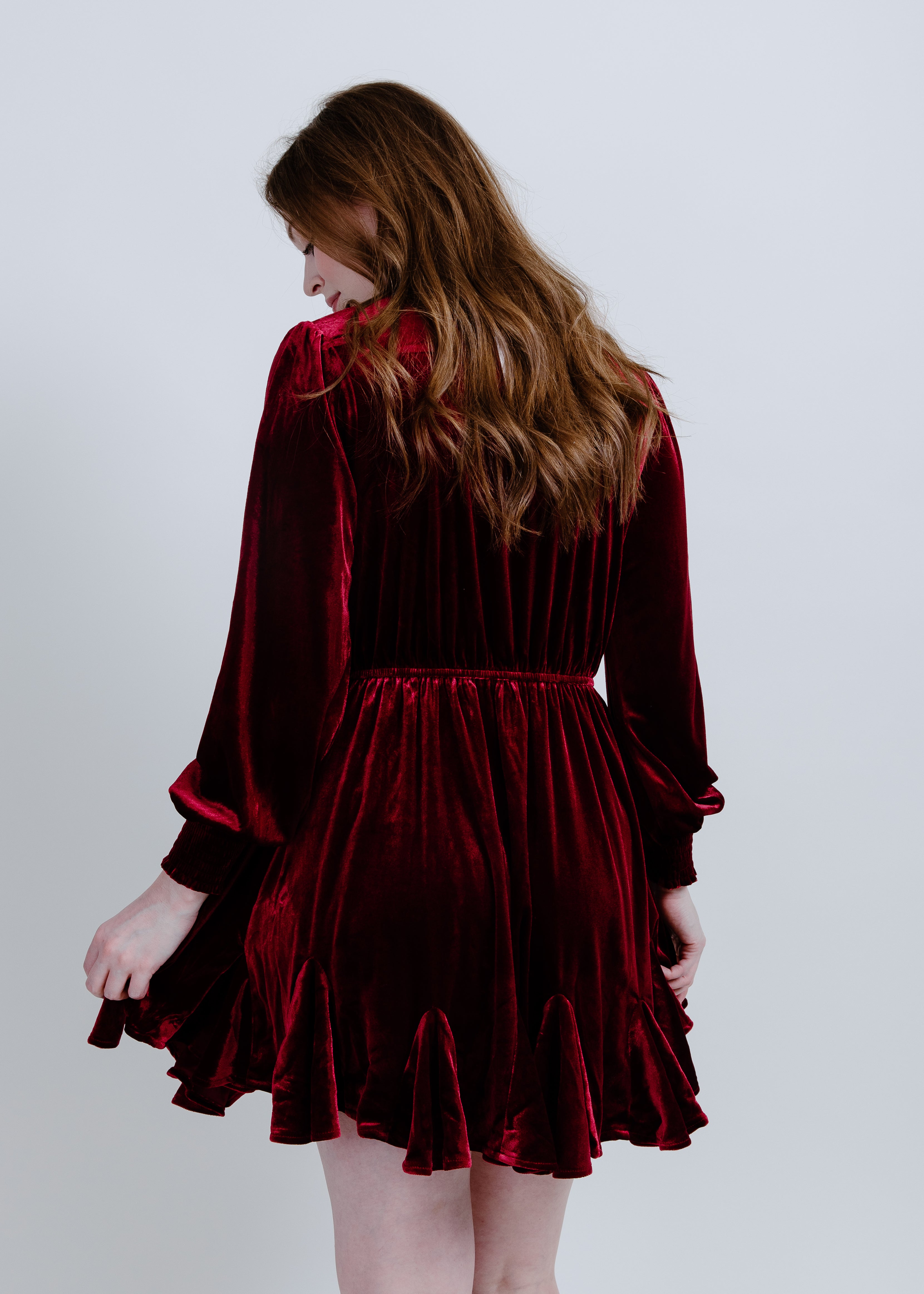 Melody Velvet Mini Dress - Burgundy