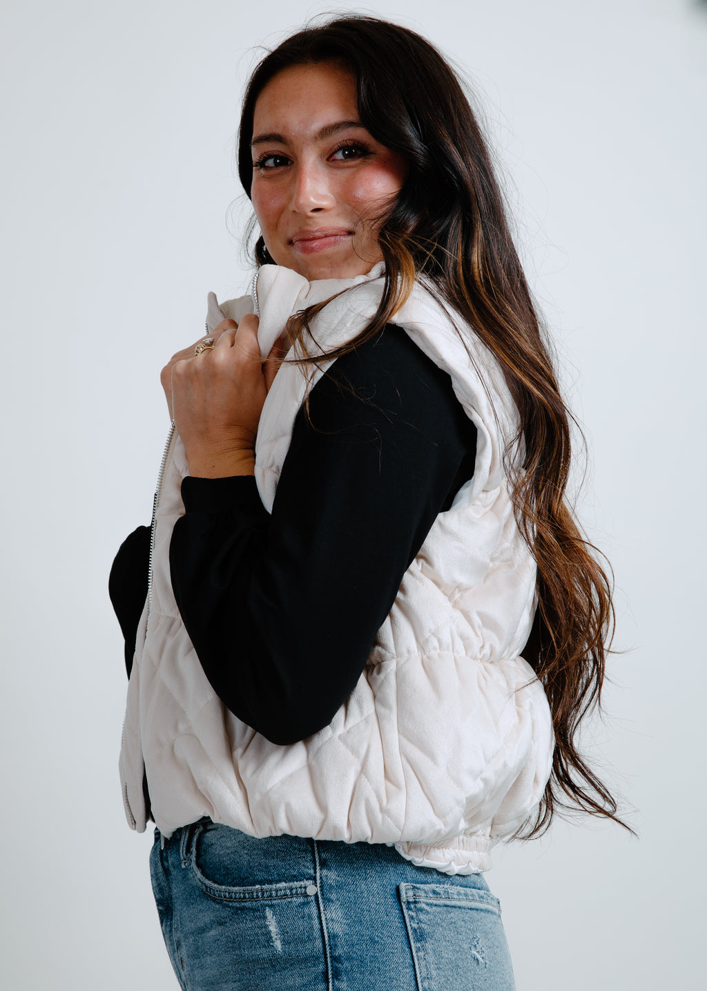 Mountain Weekend Quilted Vest - Cream