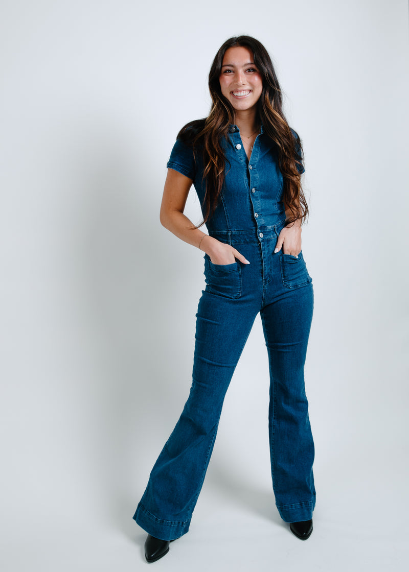 Out West Denim Bell Bottom Jumpsuit