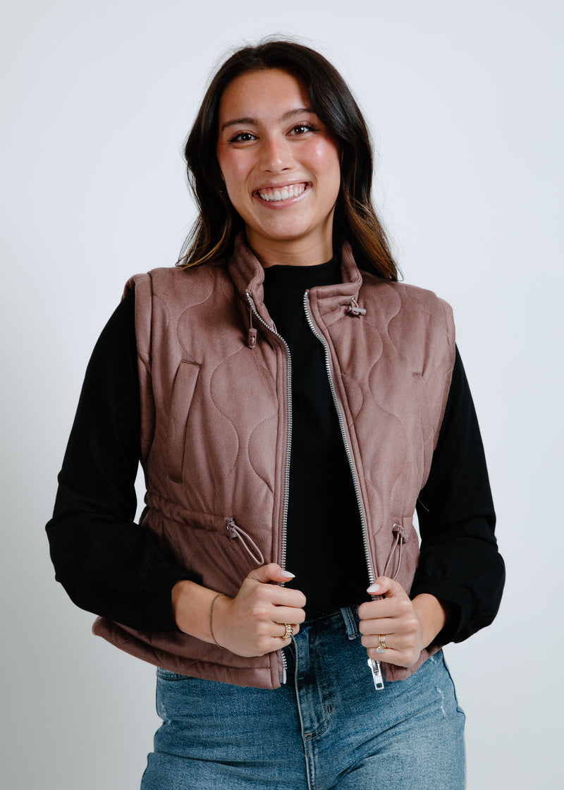 Out and About Quilted Puffer Vest - Toffee