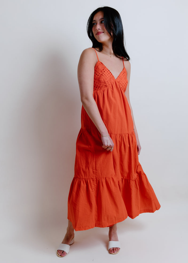 Palermo Crochet Maxi Dress - Poppy Red