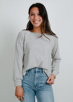 Reagan Striped Knit Top - Ivory