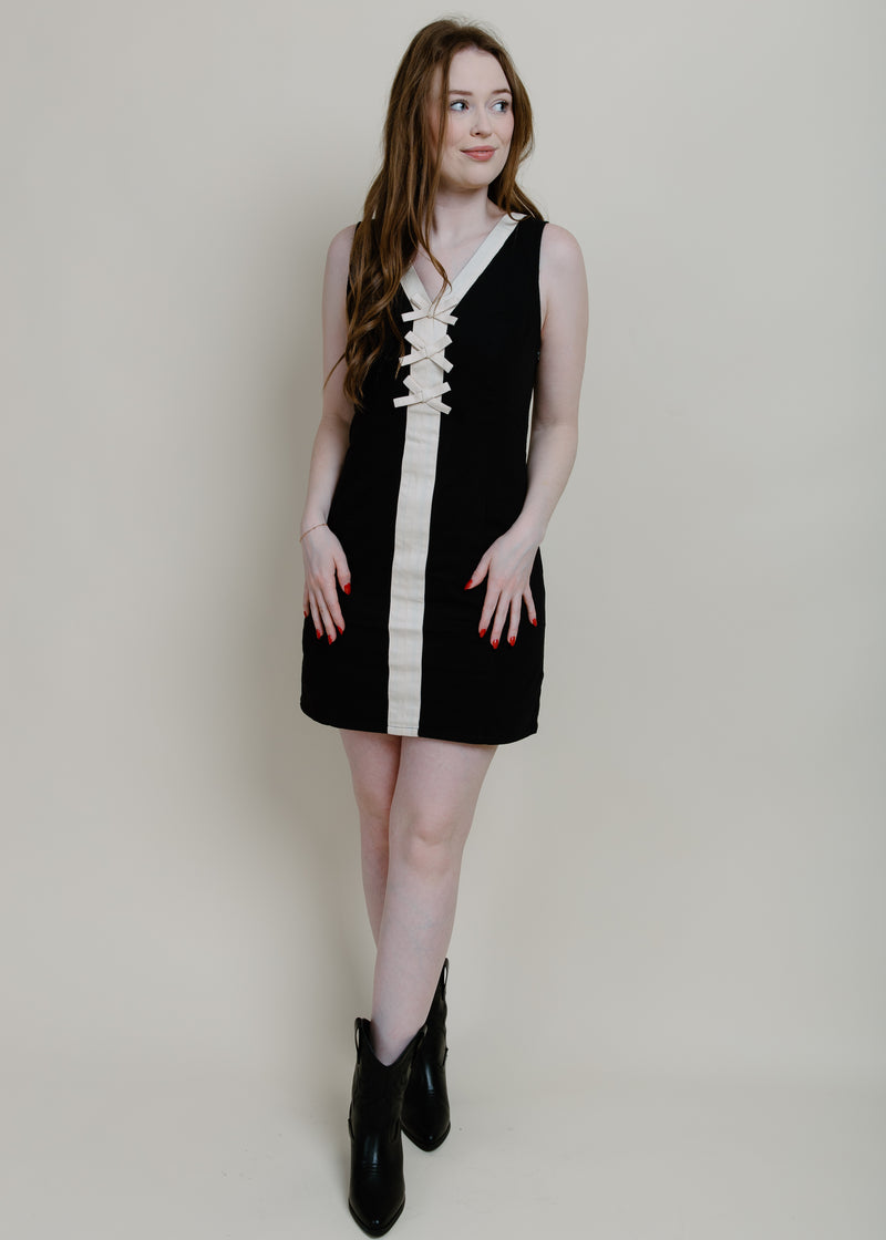 Retro Sleeveless Mini Dress - Black