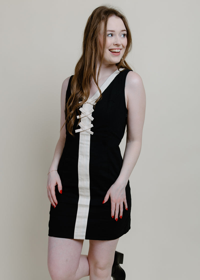 Retro Sleeveless Mini Dress - Black