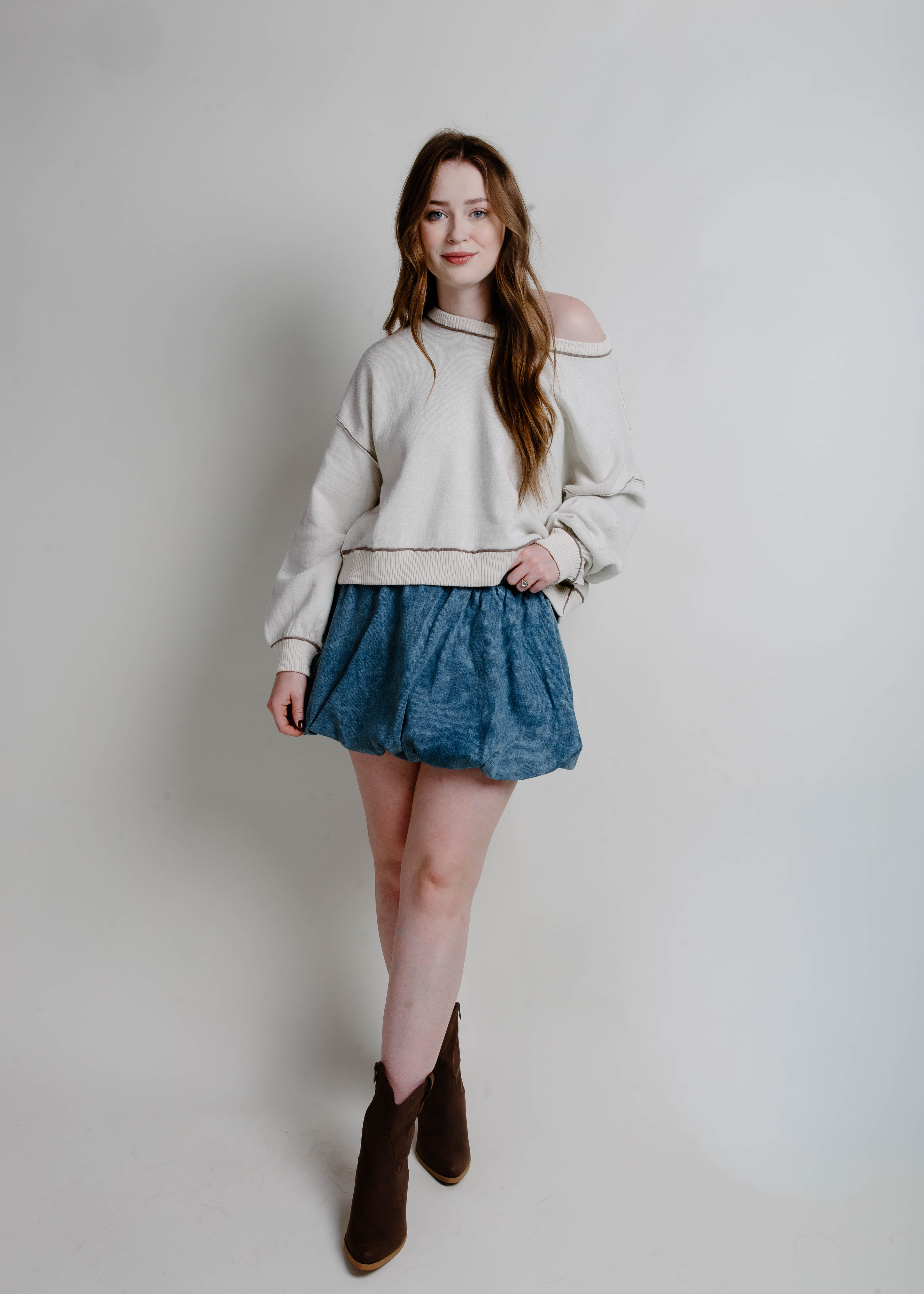 Sally Denim Bubble Skirt - Medium Denim