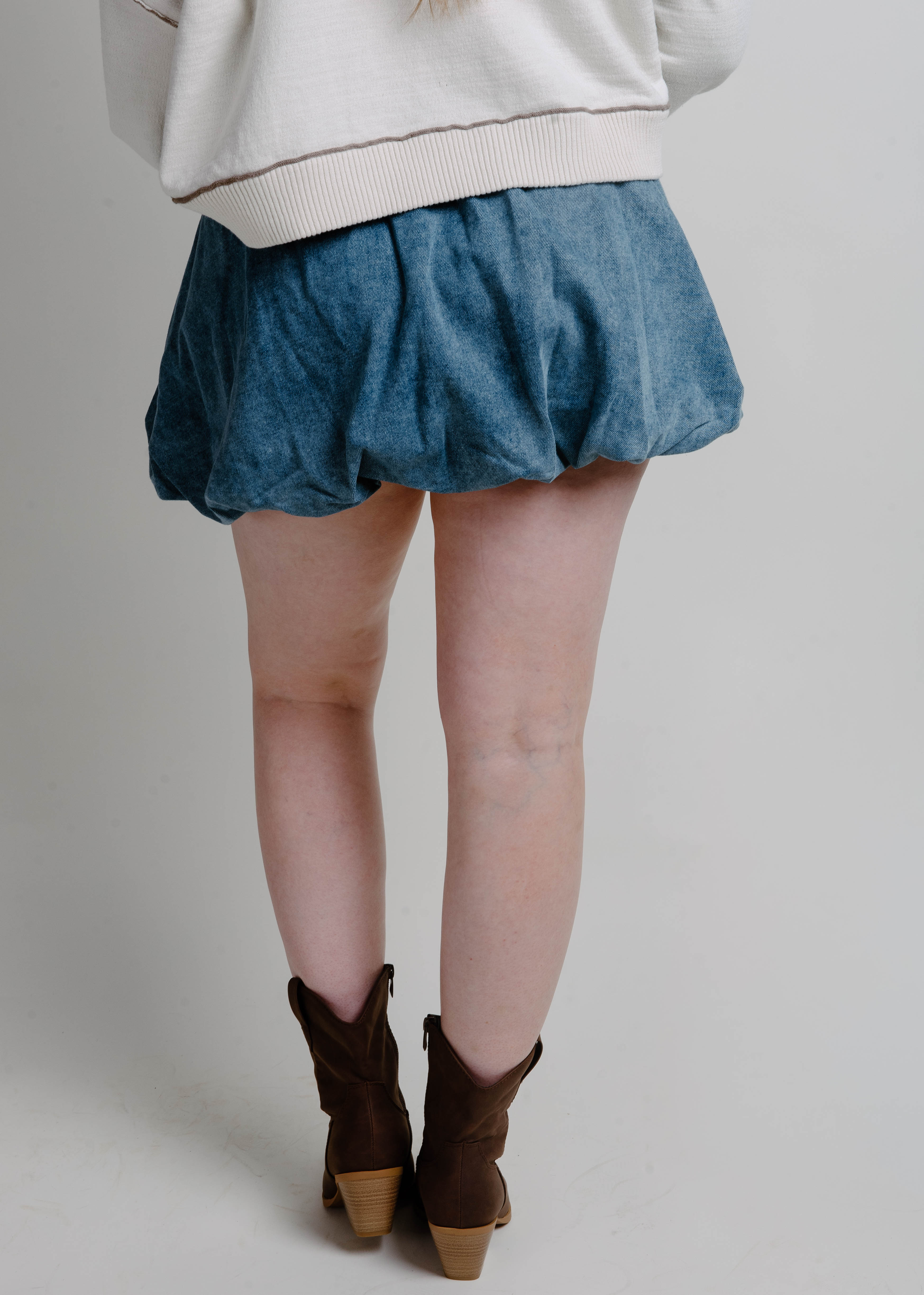 Sally Denim Bubble Skirt - Medium Denim