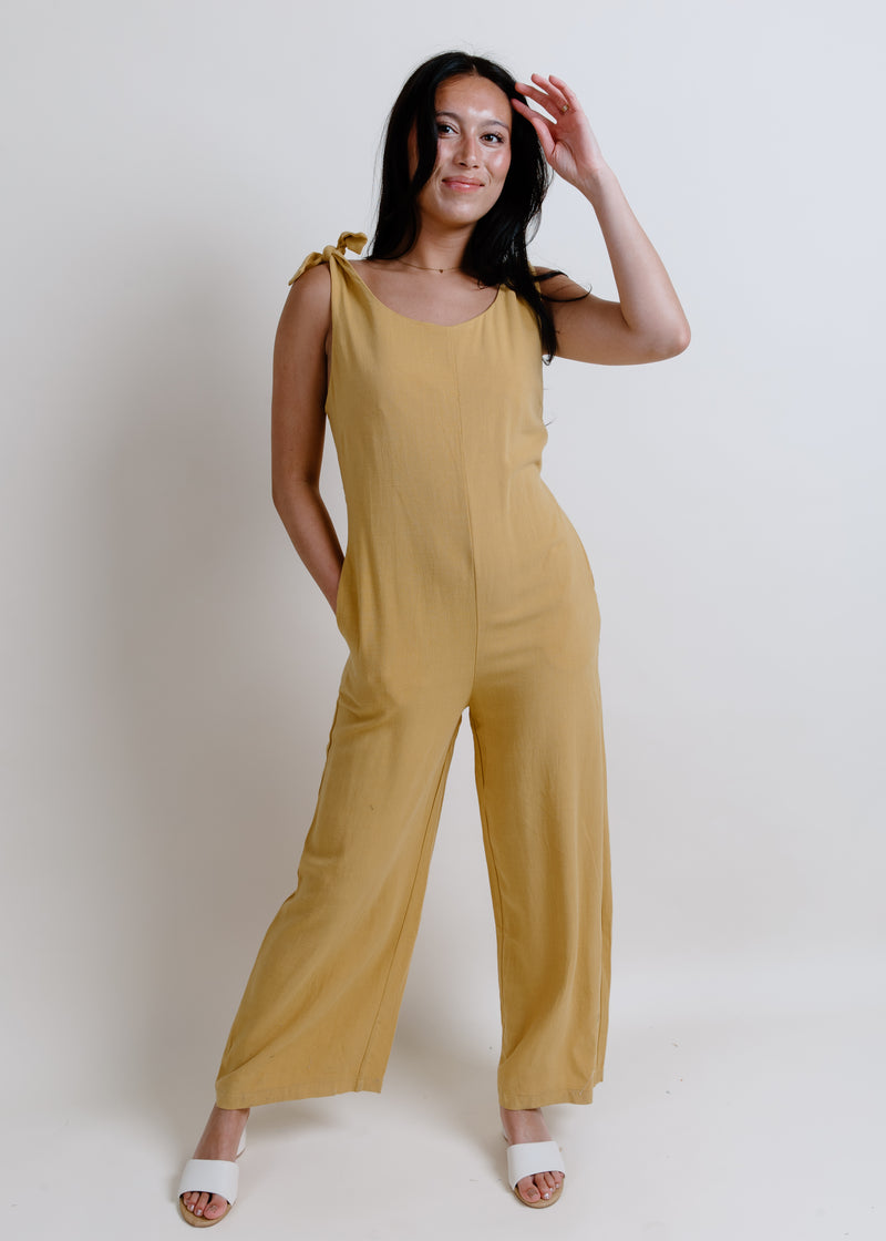 Sasha Open Back Jumpsuit - Mustard