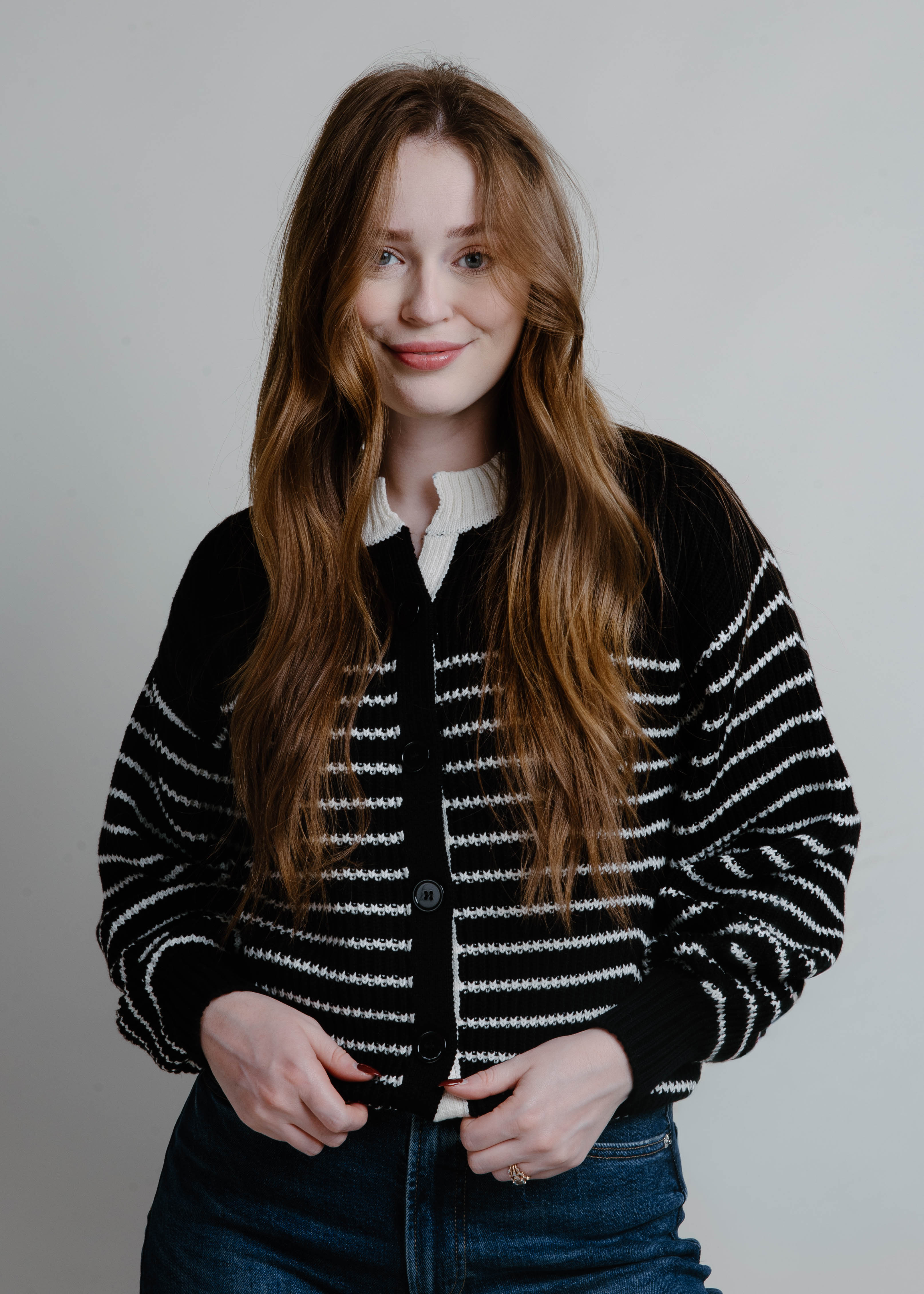 Savannah Striped Cardigan - Black