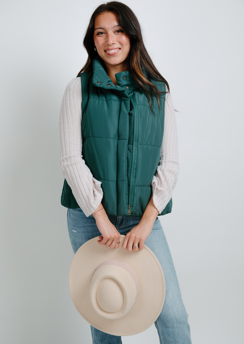 Cabin Fever Puffer Vest - Hunter Green