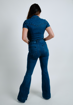 Out West Denim Bell Bottom Jumpsuit