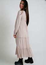 Marie Ruffle Tiered Maxi Dress - Beige