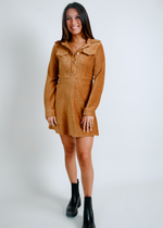 Mary Corded Shirt Mini Dress- Camel