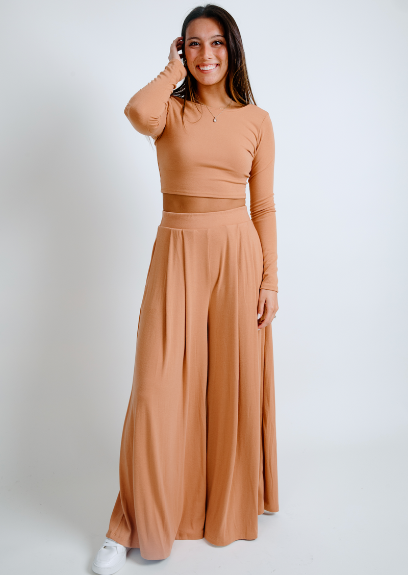 Emmaline Camel Wide Leg Pant