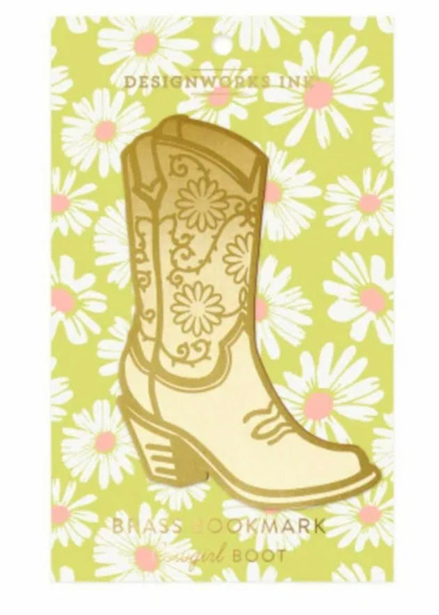 Cowgirl Boots Gold Metal Bookmark