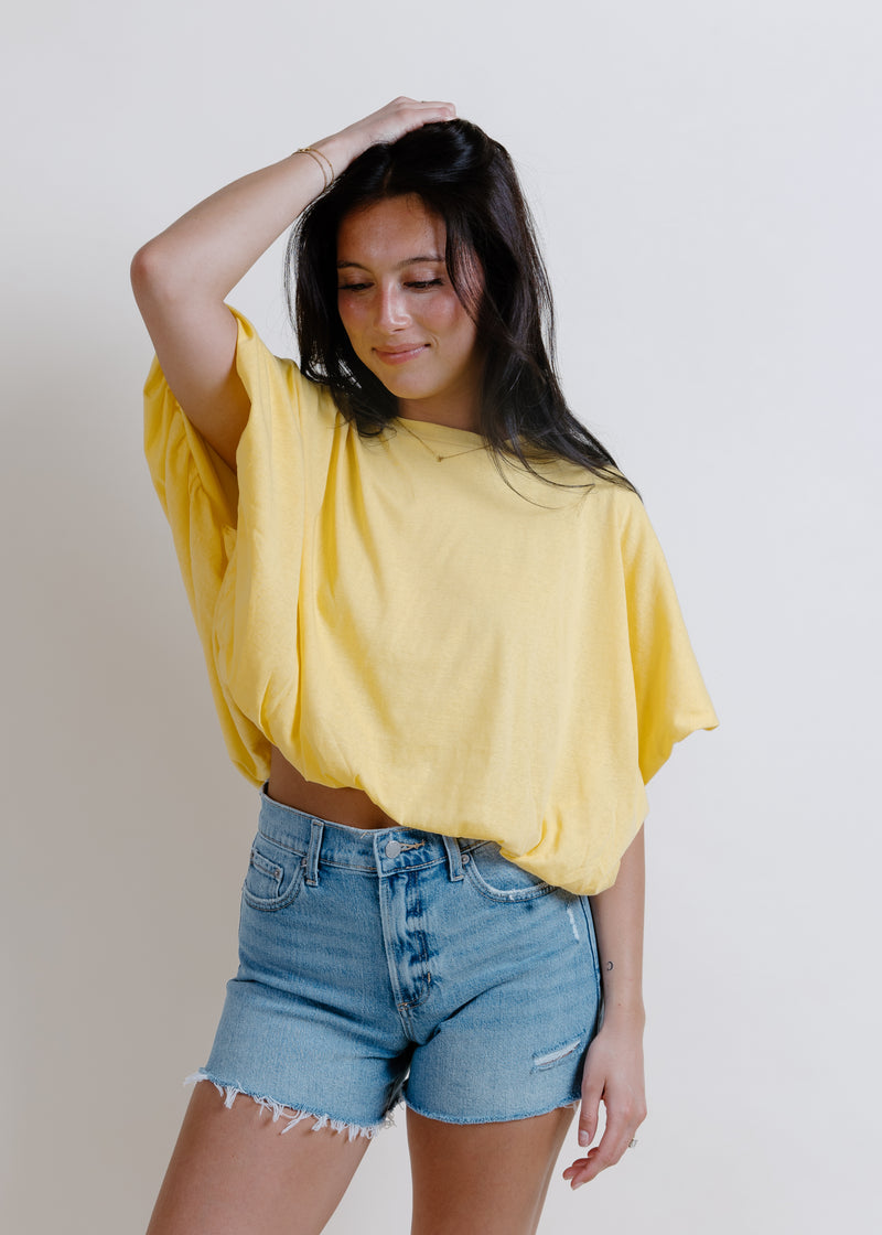 Sunshine Bubble Hem Top - Yellow