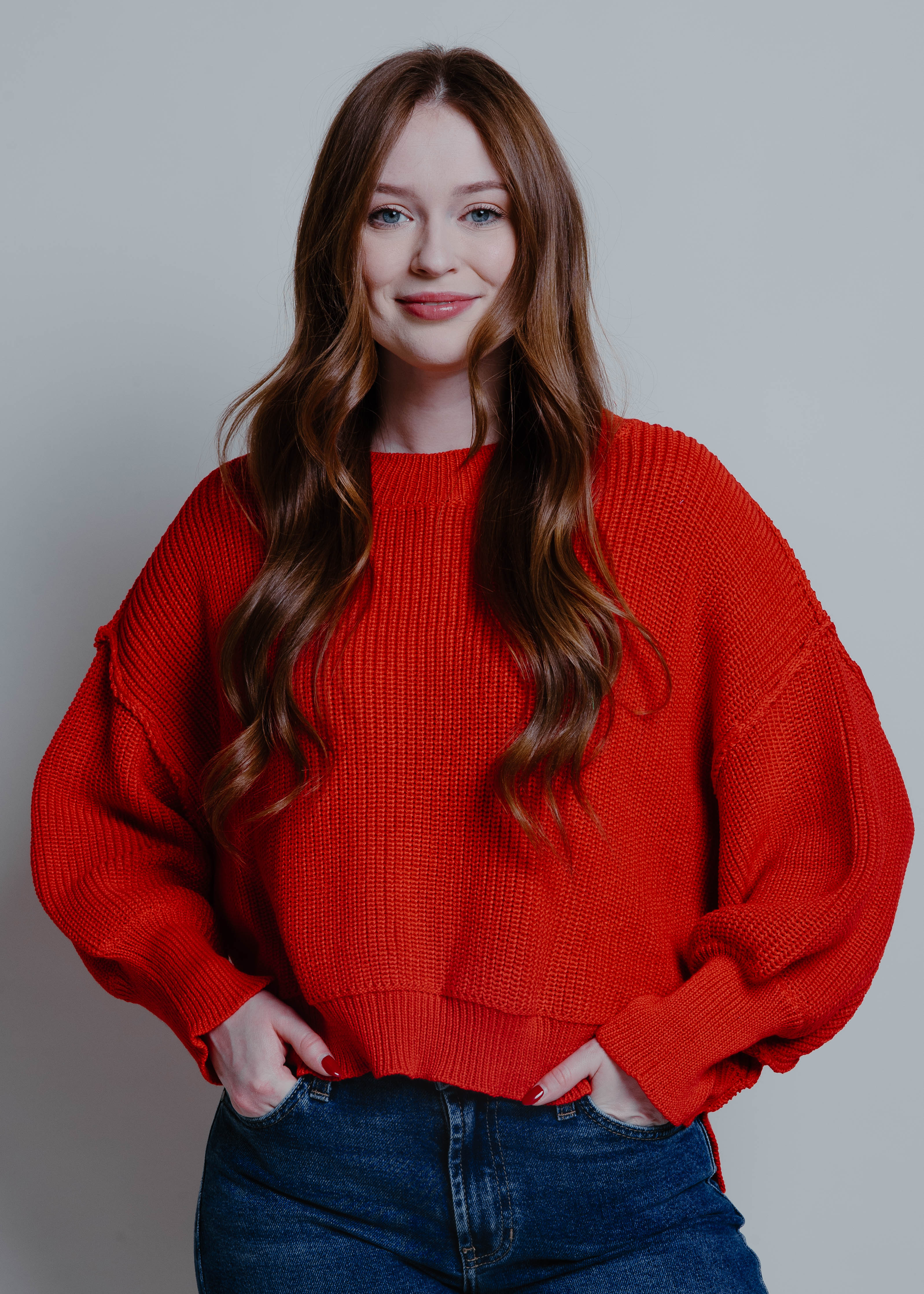 Sunshine Mock Neck Pullover - Red