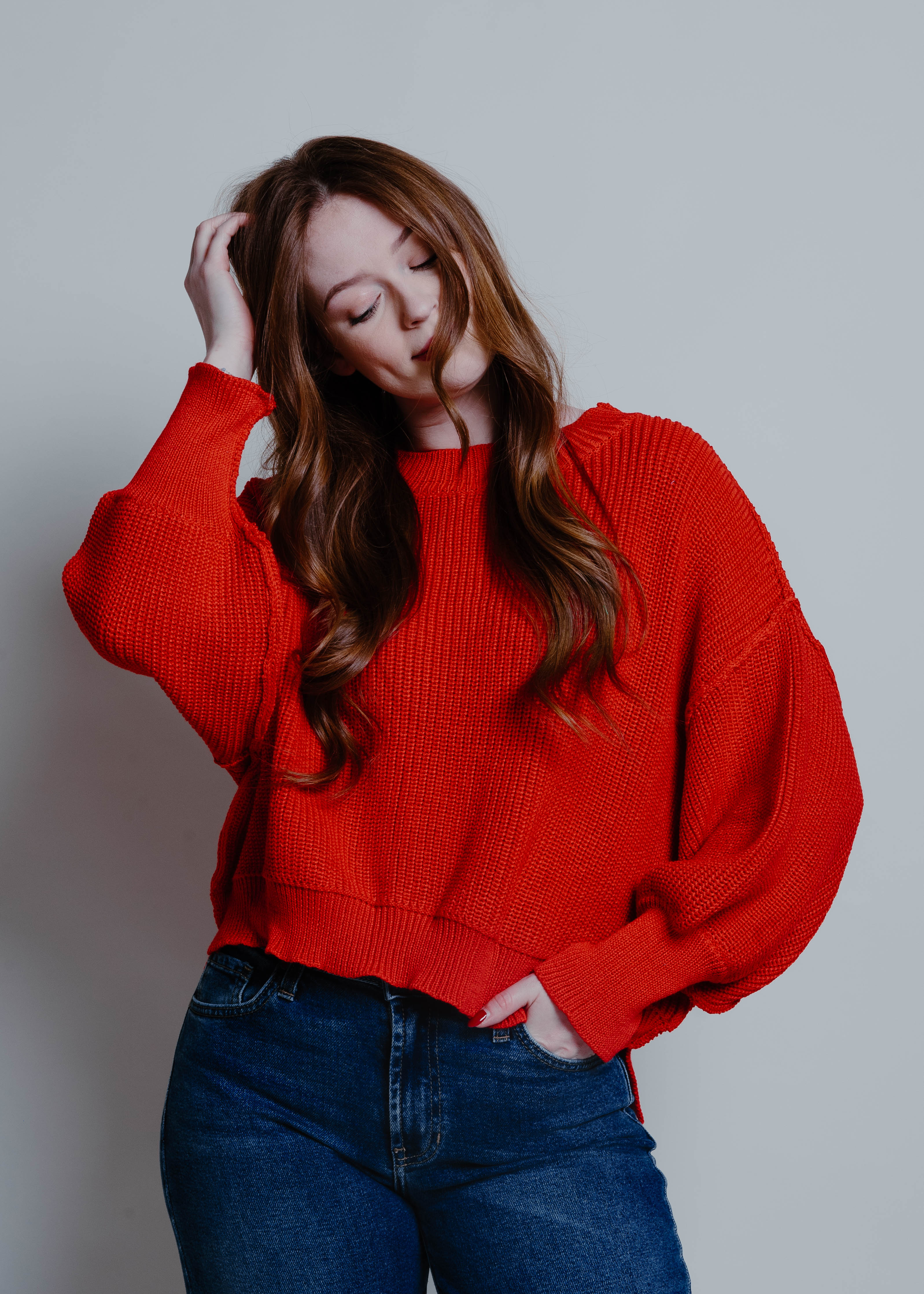 Sunshine Mock Neck Pullover - Red