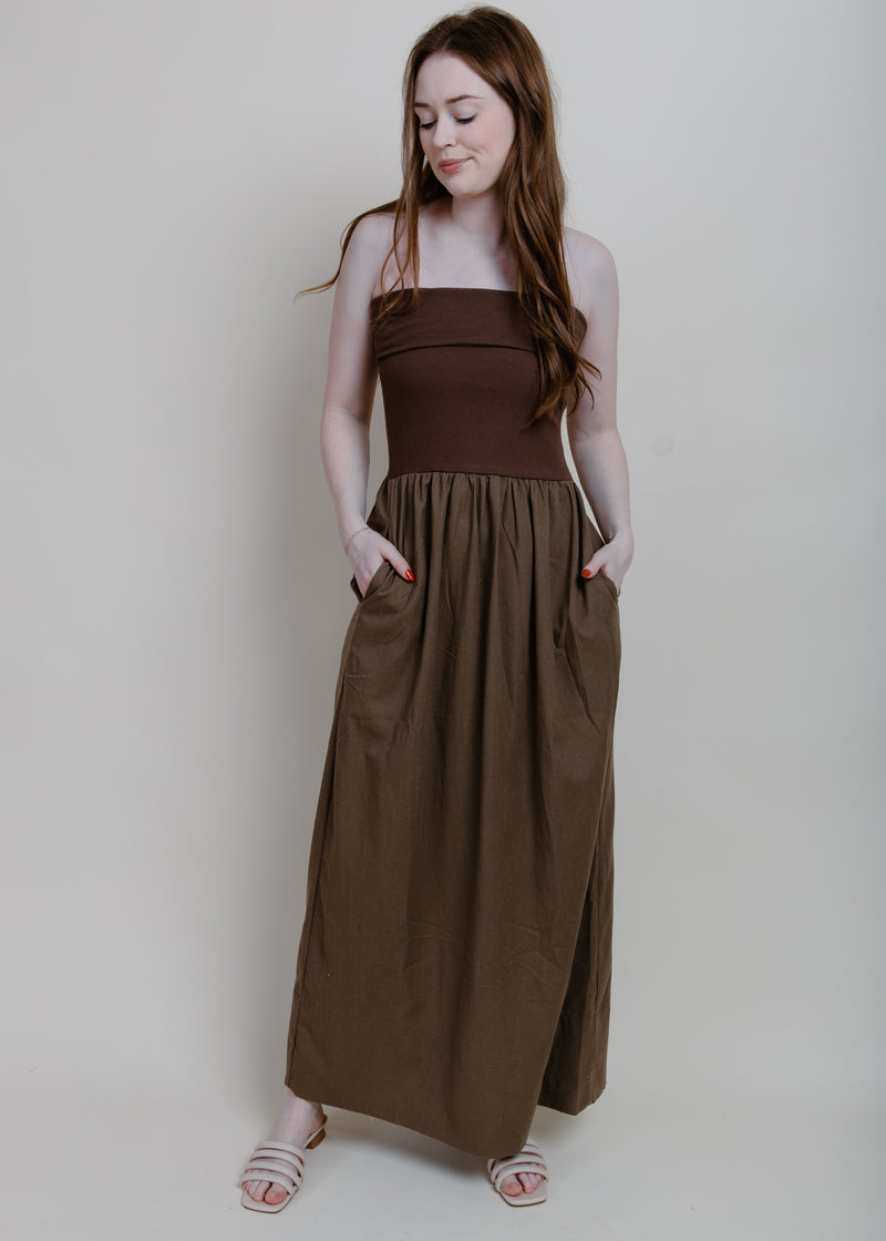 Teddi Strapless Dress - Chocolate