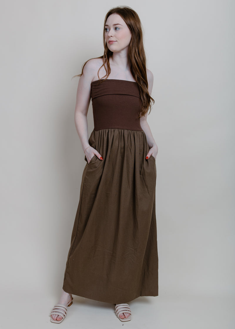 Teddi Strapless Dress - Chocolate