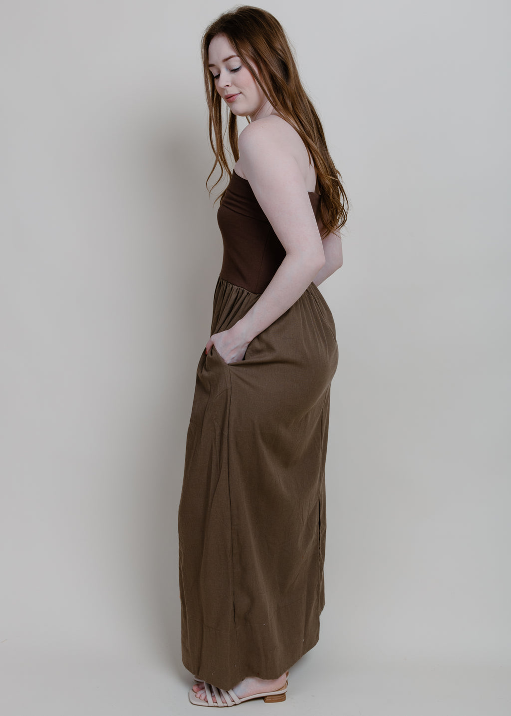Teddi Strapless Dress - Chocolate