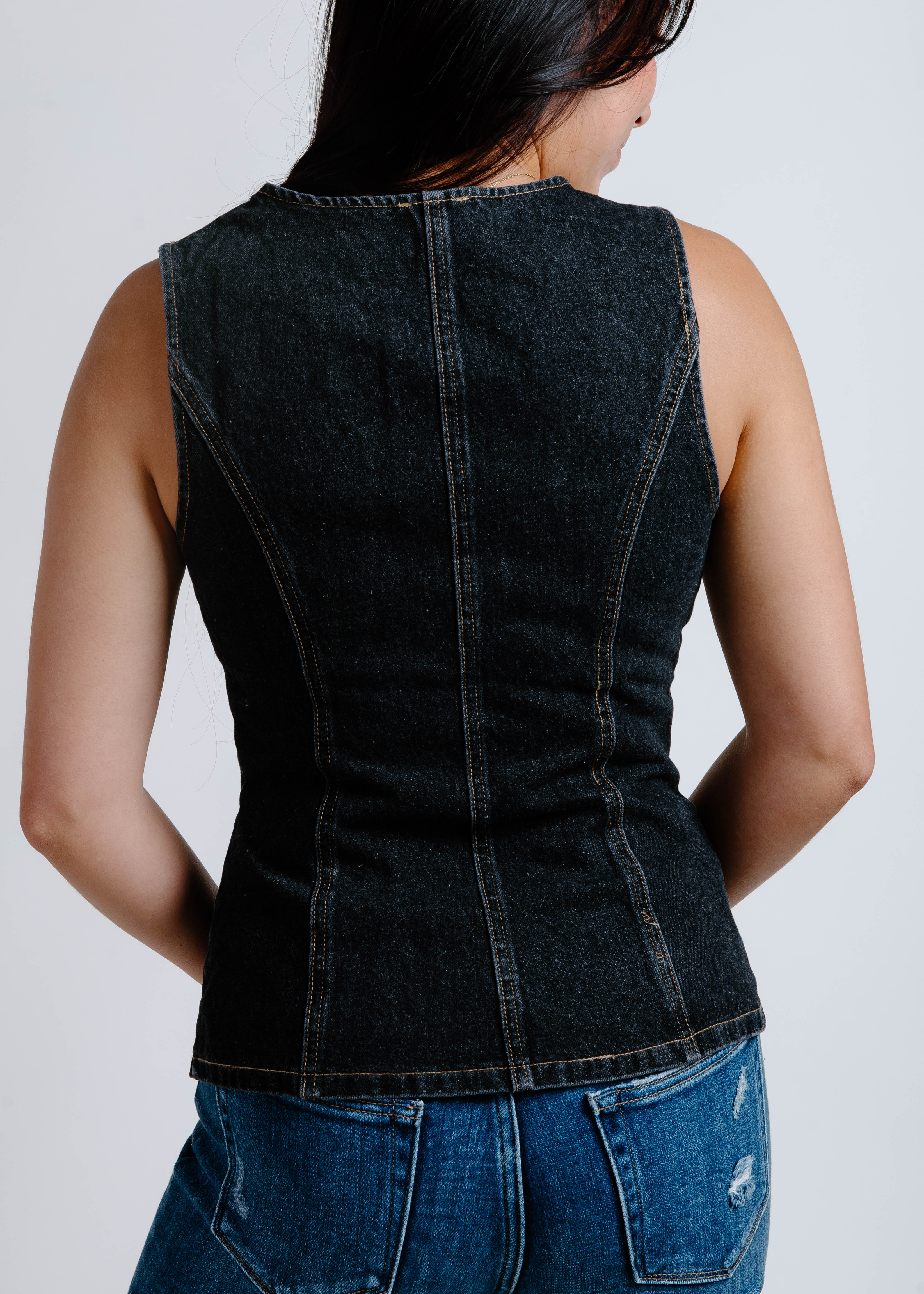 The Jessica Denim Top - Black
