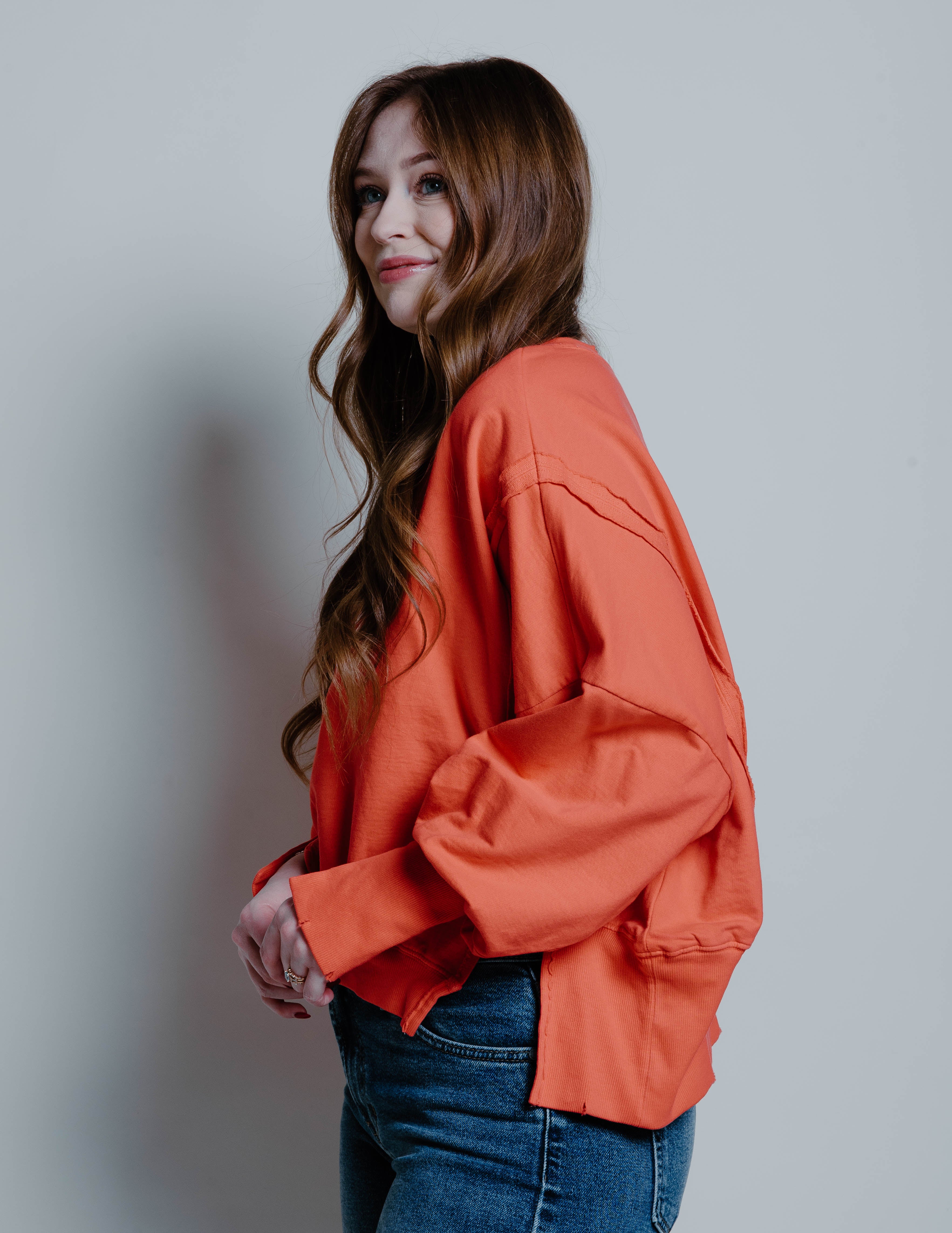 The Serena Sweatshirt - Tomato Red