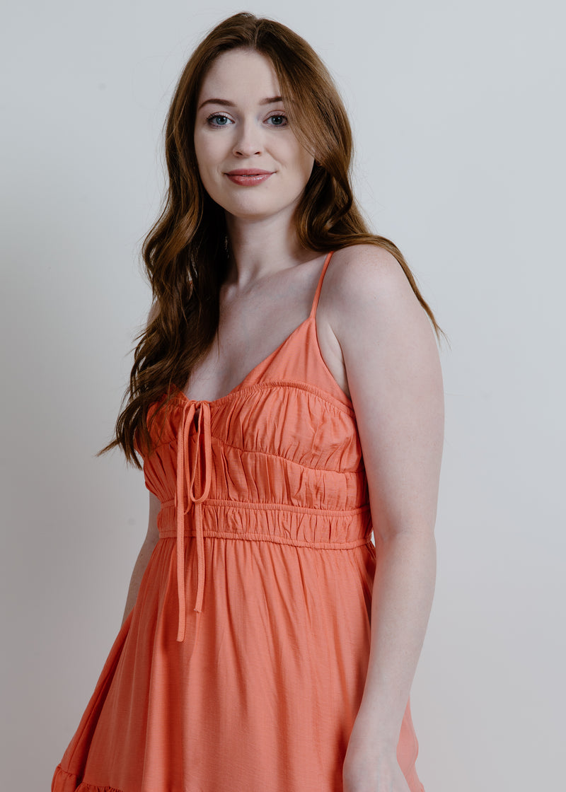 Tiana Midi Dress - Coral