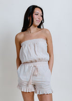 Tianna Drawstring Romper - Beige