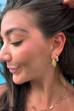 Natural Elements Gold Pave Twisted Hoop Earrings