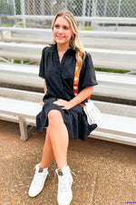 Stacie Suede Button Up Black Dress